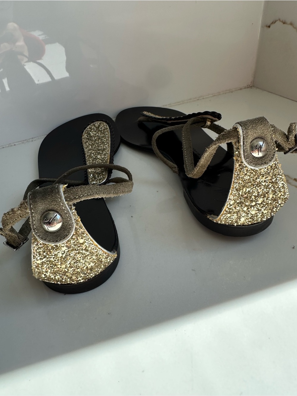 Giuseppe Zanotti suede Glitter Ankle Wrap Sandals EU 38 Made in Italy 7.5-8u.s - Picture 2 of 7